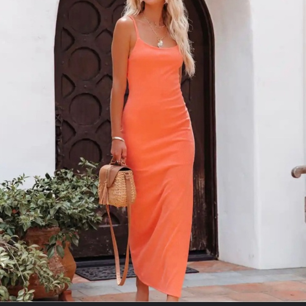 Vici ribbed dress peach orange small
